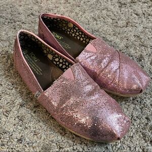 TOMS Pink Glitter Shoes Flats Size 7